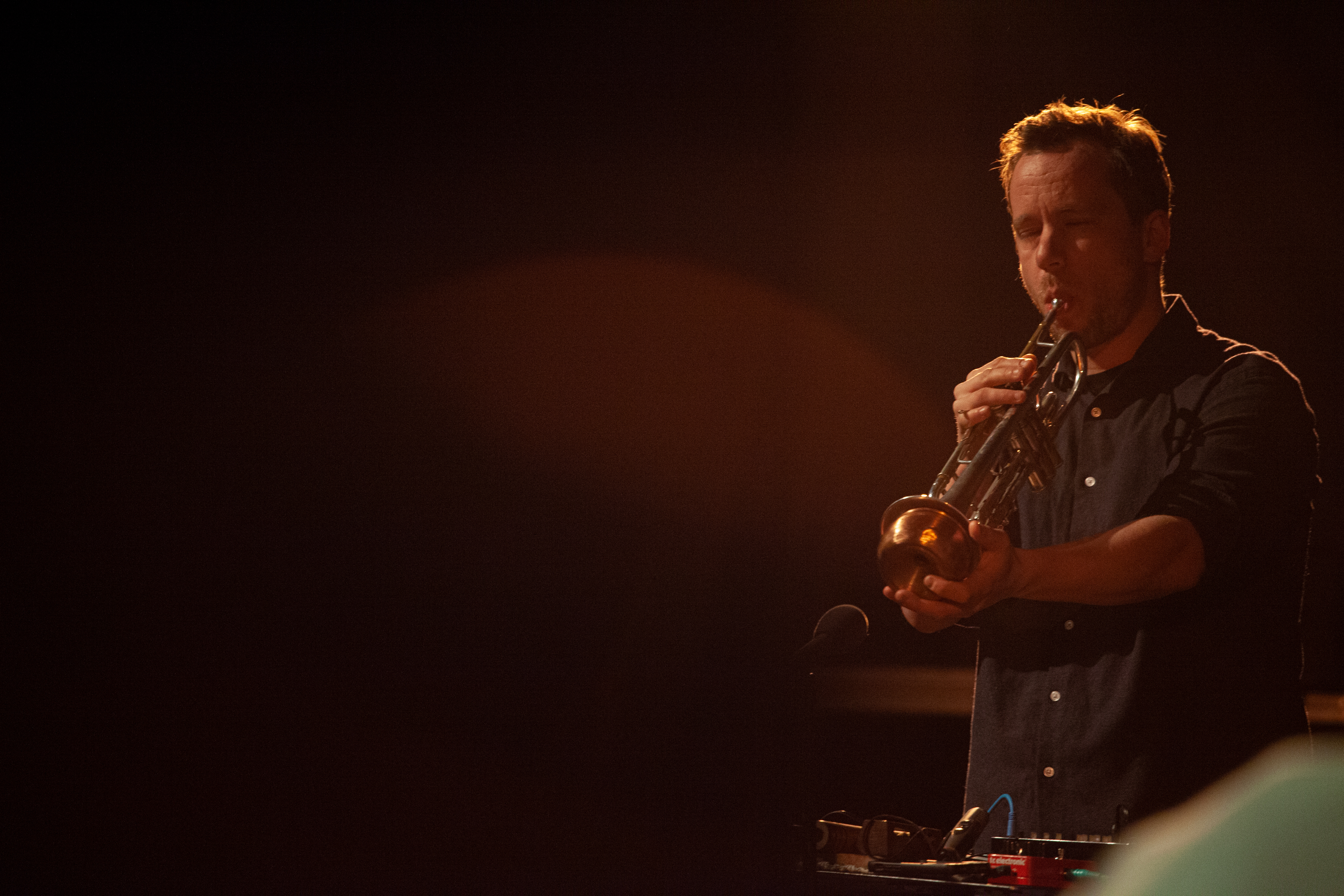 Torstein Lavik Larsen - musician of the band Parallax from Norway - during a performance at the festival Neo Arte - Synthesizer of Arts in Oslo in March 2023. photo. Edyta Rembala