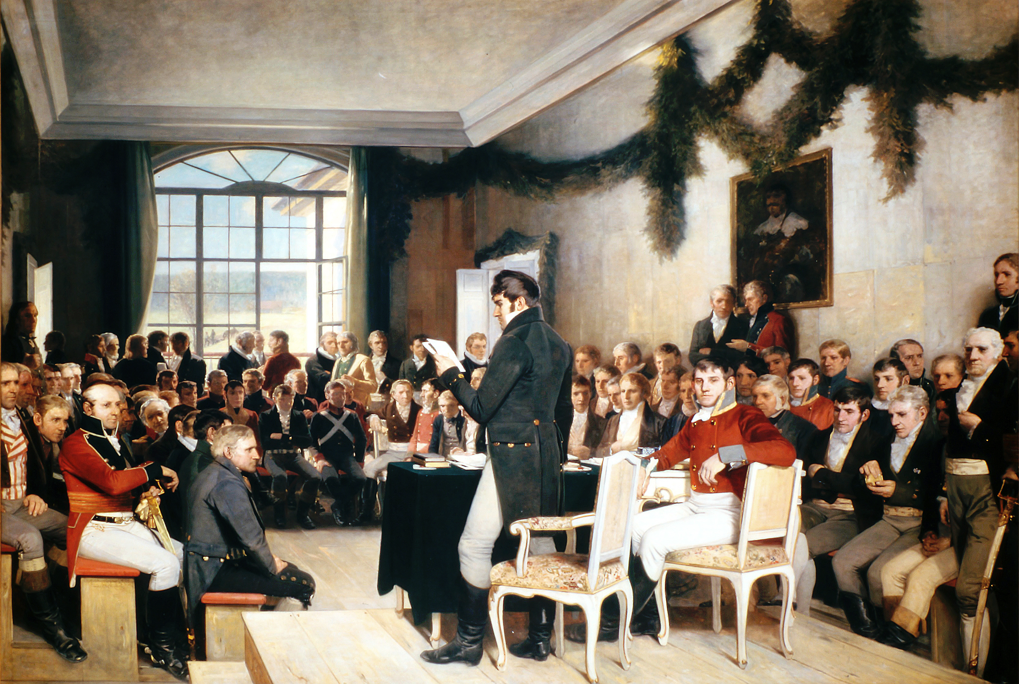 Zgromadzenie Narodowe obradujące w Eidsvoll w 1814 roku - obraz Oscara Arnolda Wergelanda